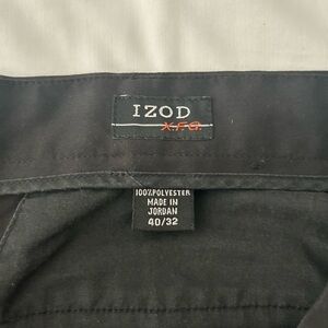 Izod Men's Black Pleated dress pants with cuffed bottom